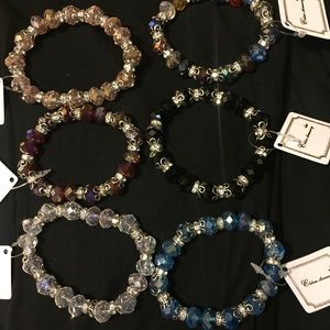 Beaded bracelet with silver plated accents